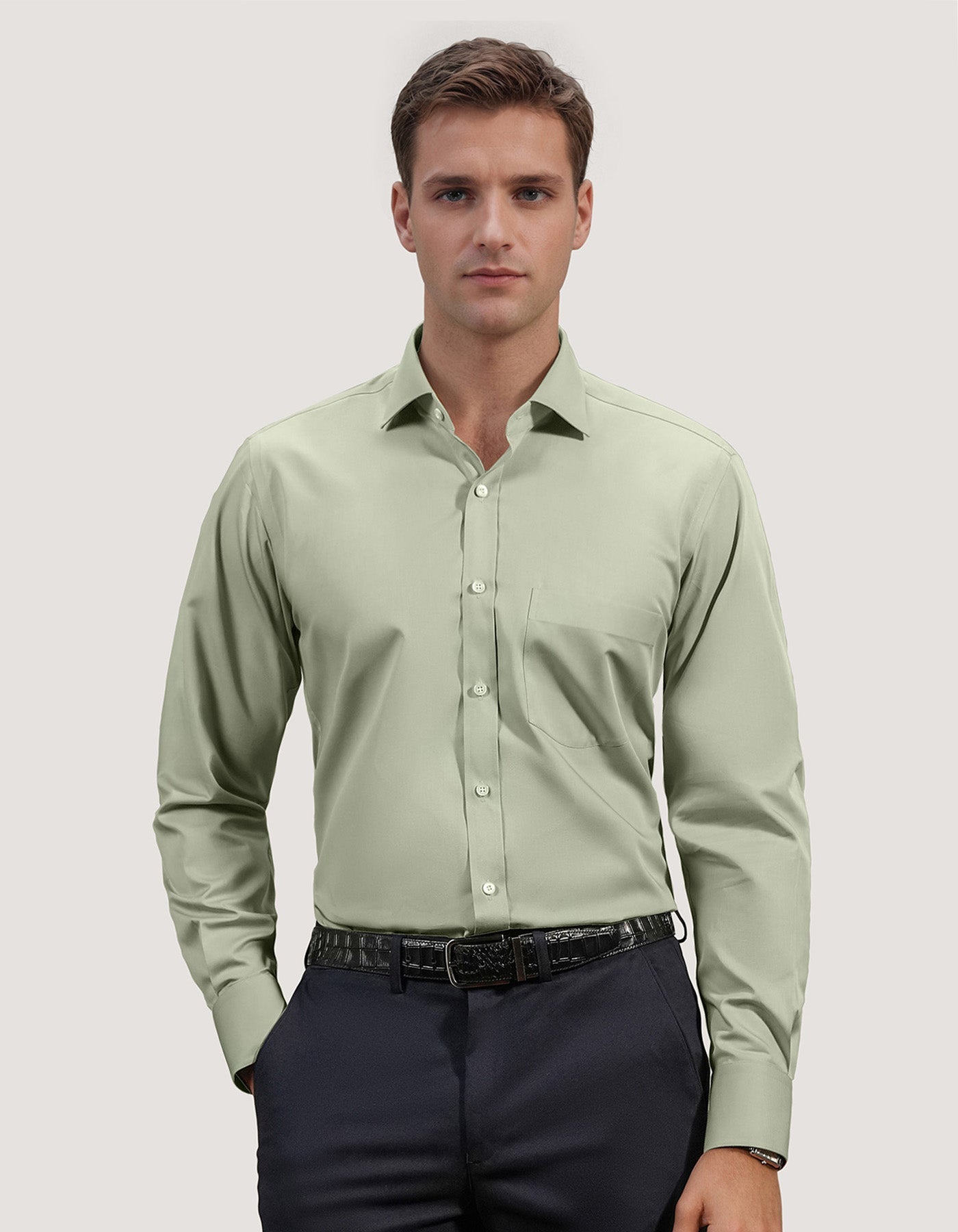 Easy Iron Olive Dress Shirt