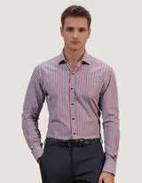 Maroon Striped Cotton Dress Shirt
