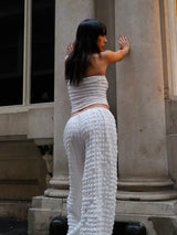 Two Piece Handmade White Bubble Trousers Set