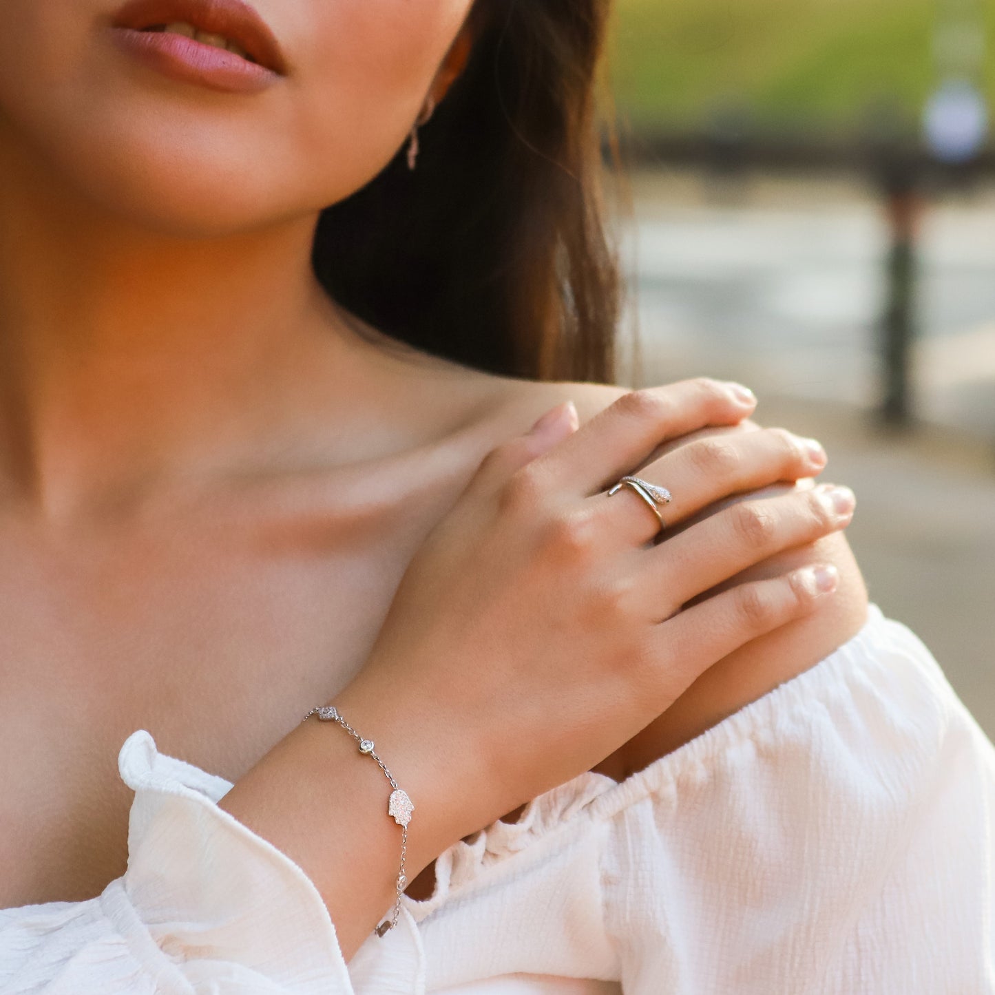 Eina Hamsa Hand & Evil Eye Bracelet | Silver