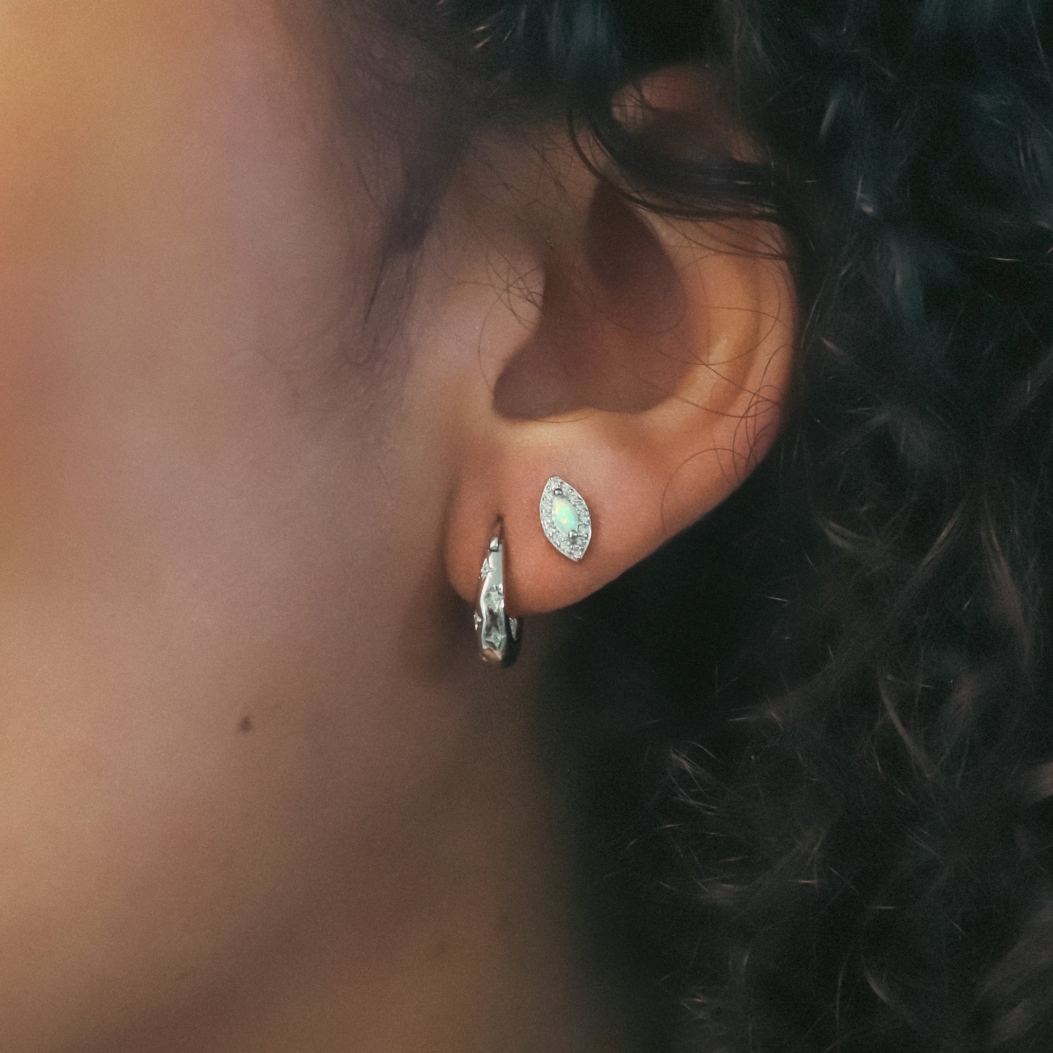 Esti Star Hoop Earrings | Silver