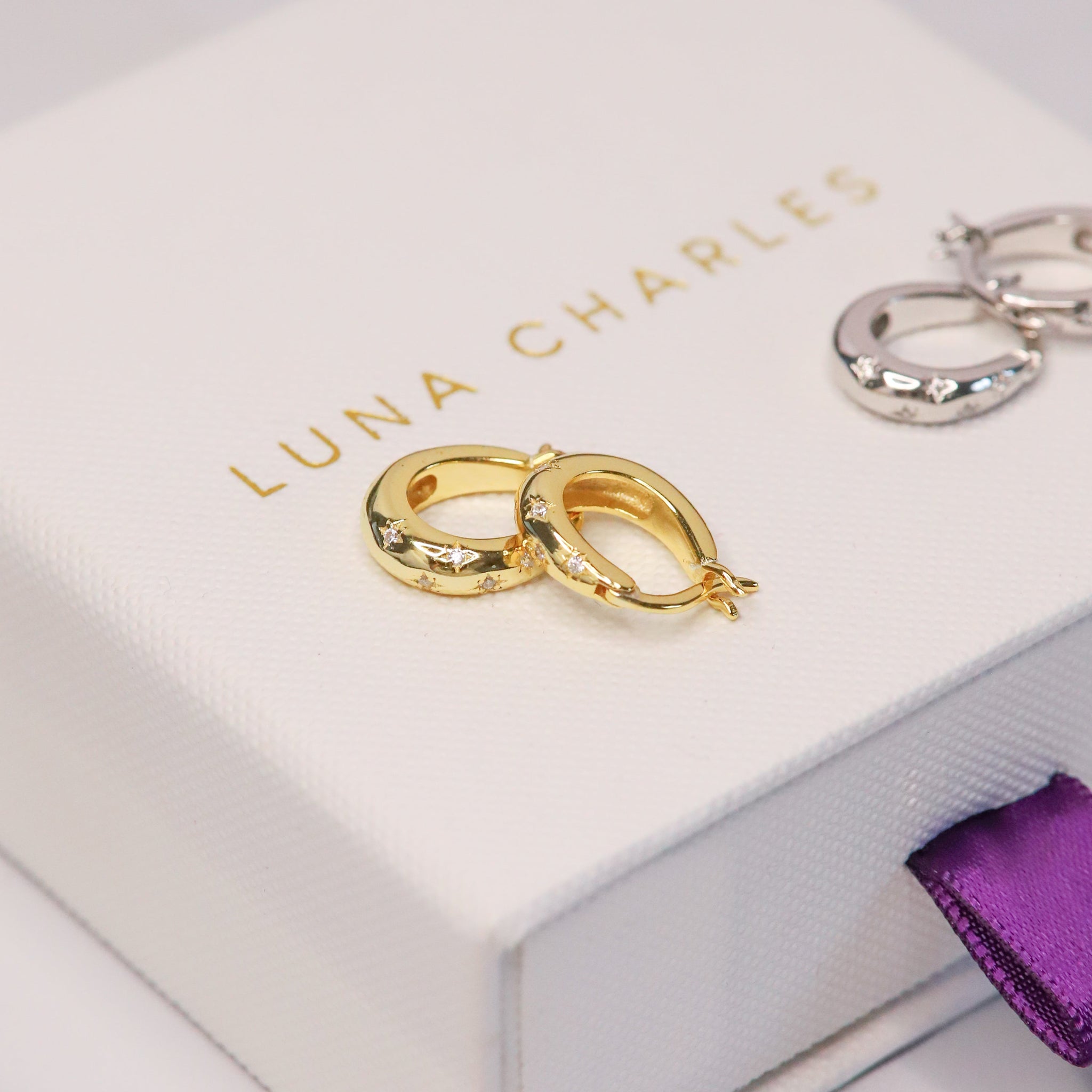 Esti Star Hoop Earrings | 18K Gold Plated