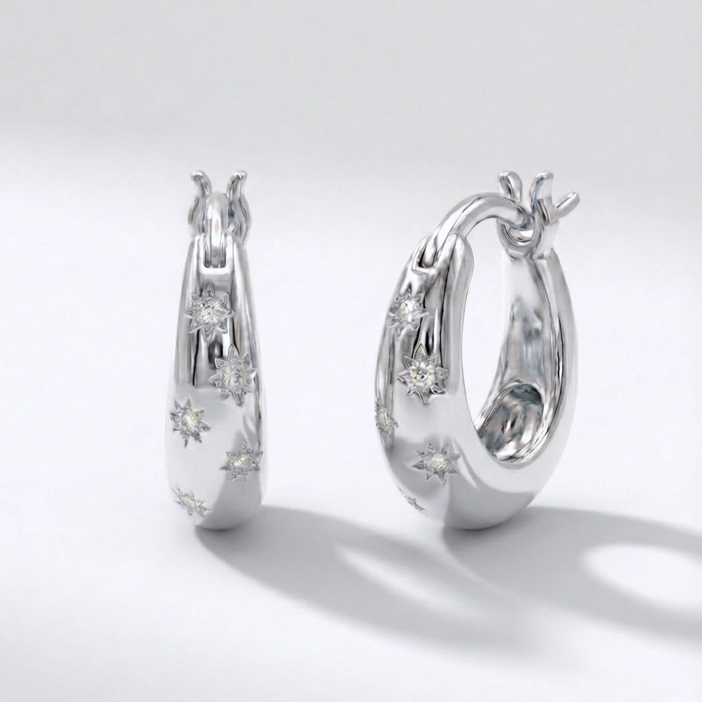 Esti Star Hoop Earrings | Silver