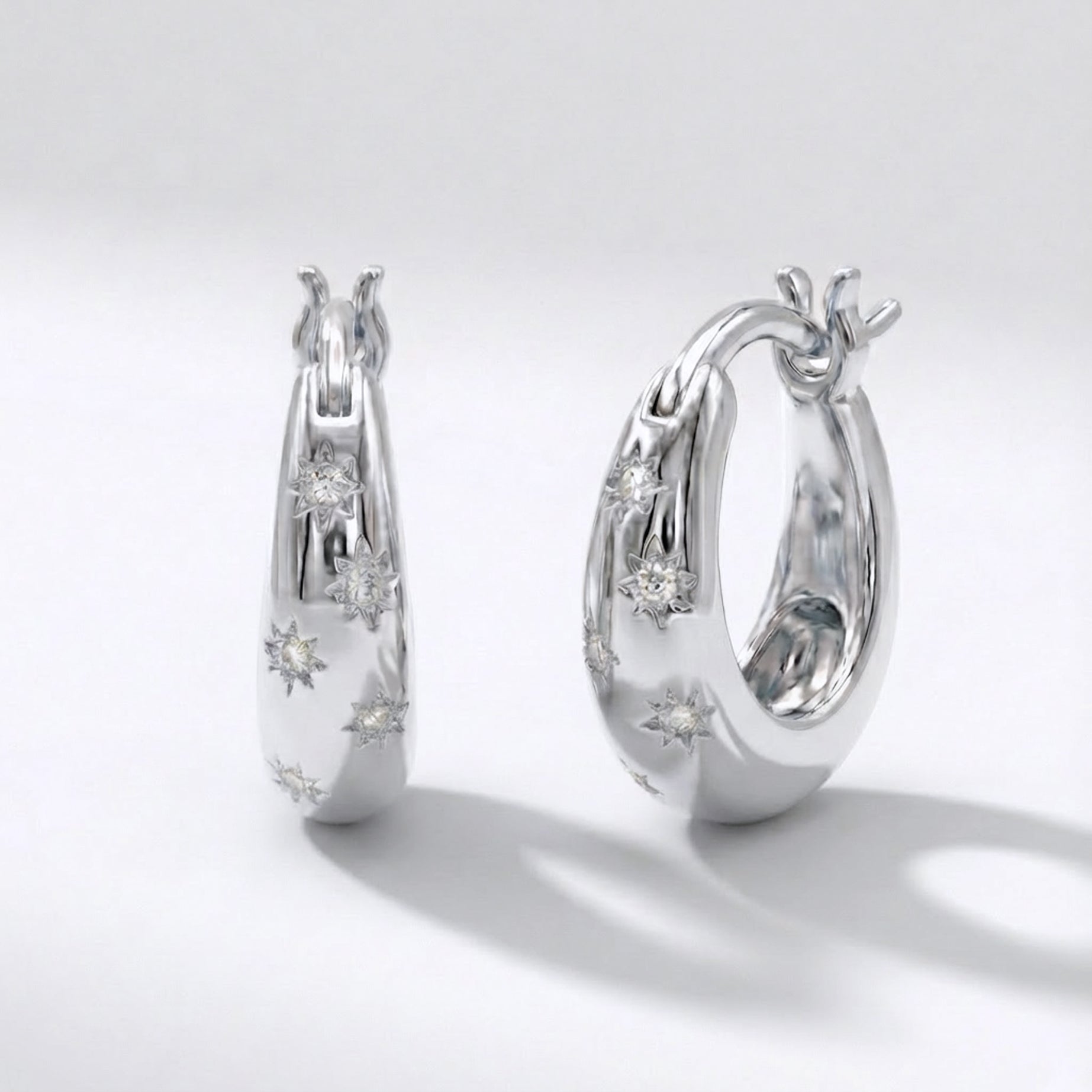 Esti Star Hoop Earrings | Silver