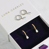 Eva Opal Charm Drop Huggies | 925 Sterling Silver