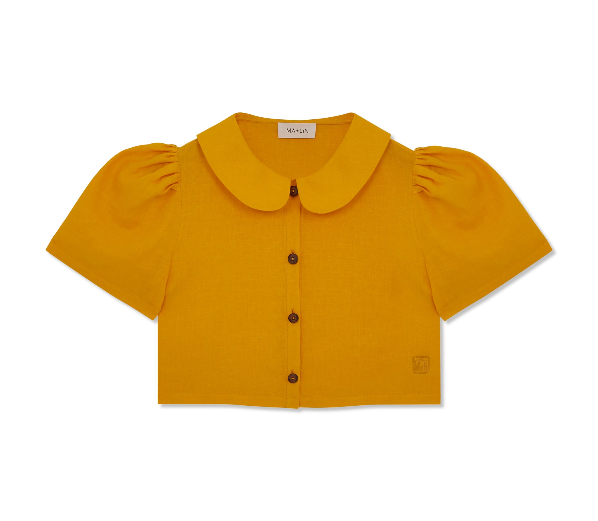 Frances Linen Cropped Blouse  - Marigold