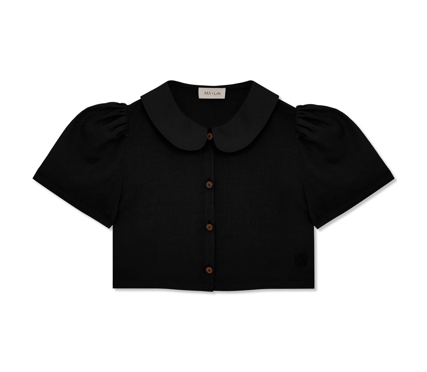 Frances Linen Cropped Blouse  - Black - Delivery from April 2026