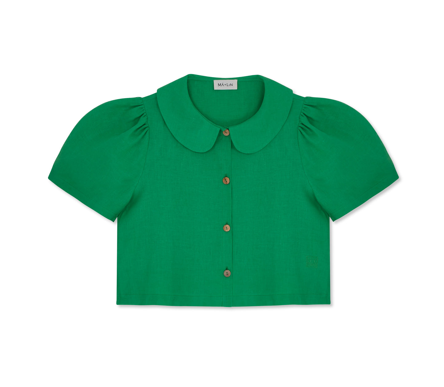 Frances Linen Cropped Blouse  - Jade - Delivery from April 2026
