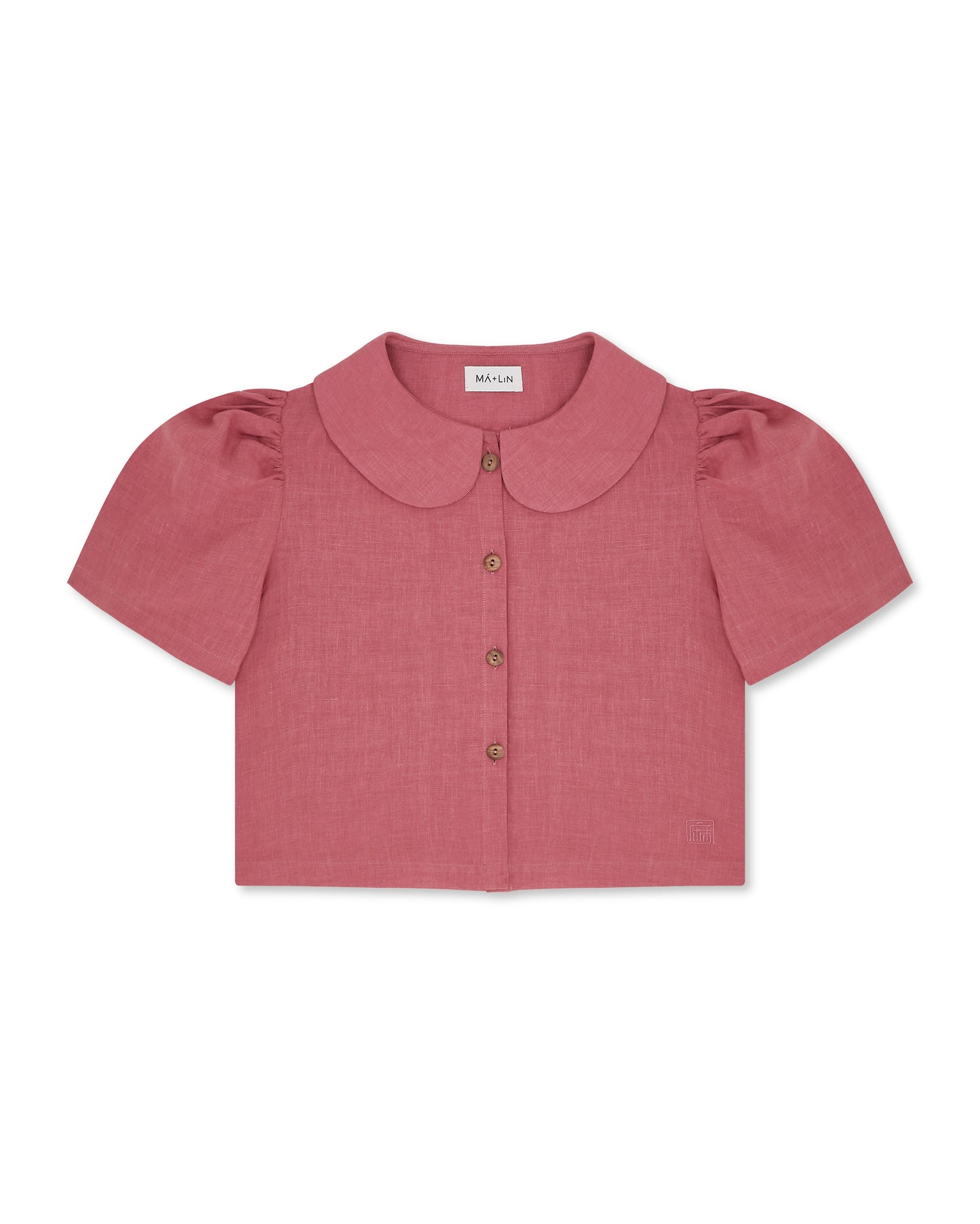 Frances Linen Cropped Blouse  - Berry - Delivery from April 2026