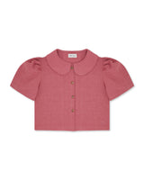 Frances Linen Cropped Blouse  - Berry - Delivery from April 2026
