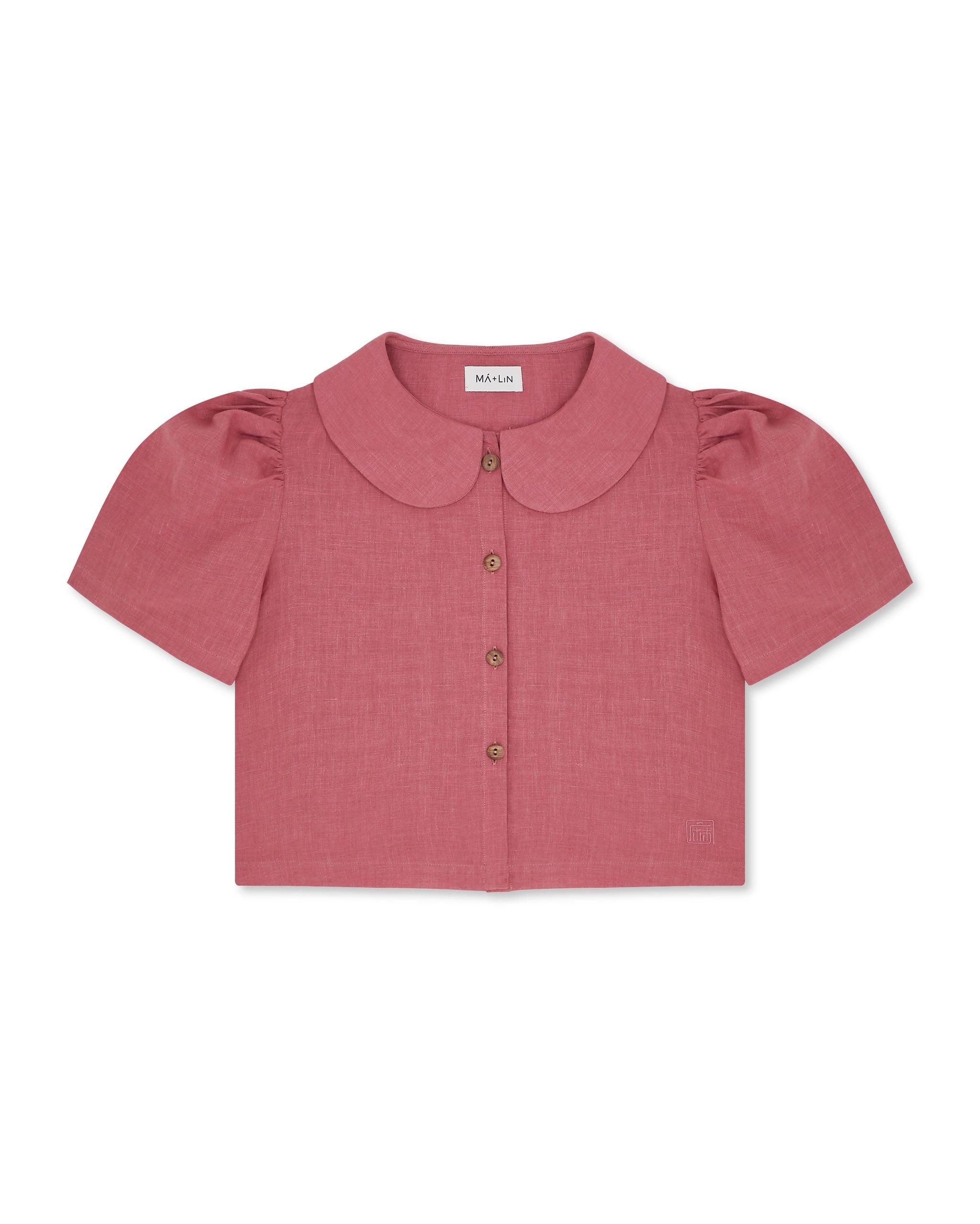 Frances Linen Cropped Blouse  - Berry - Delivery from April 2026