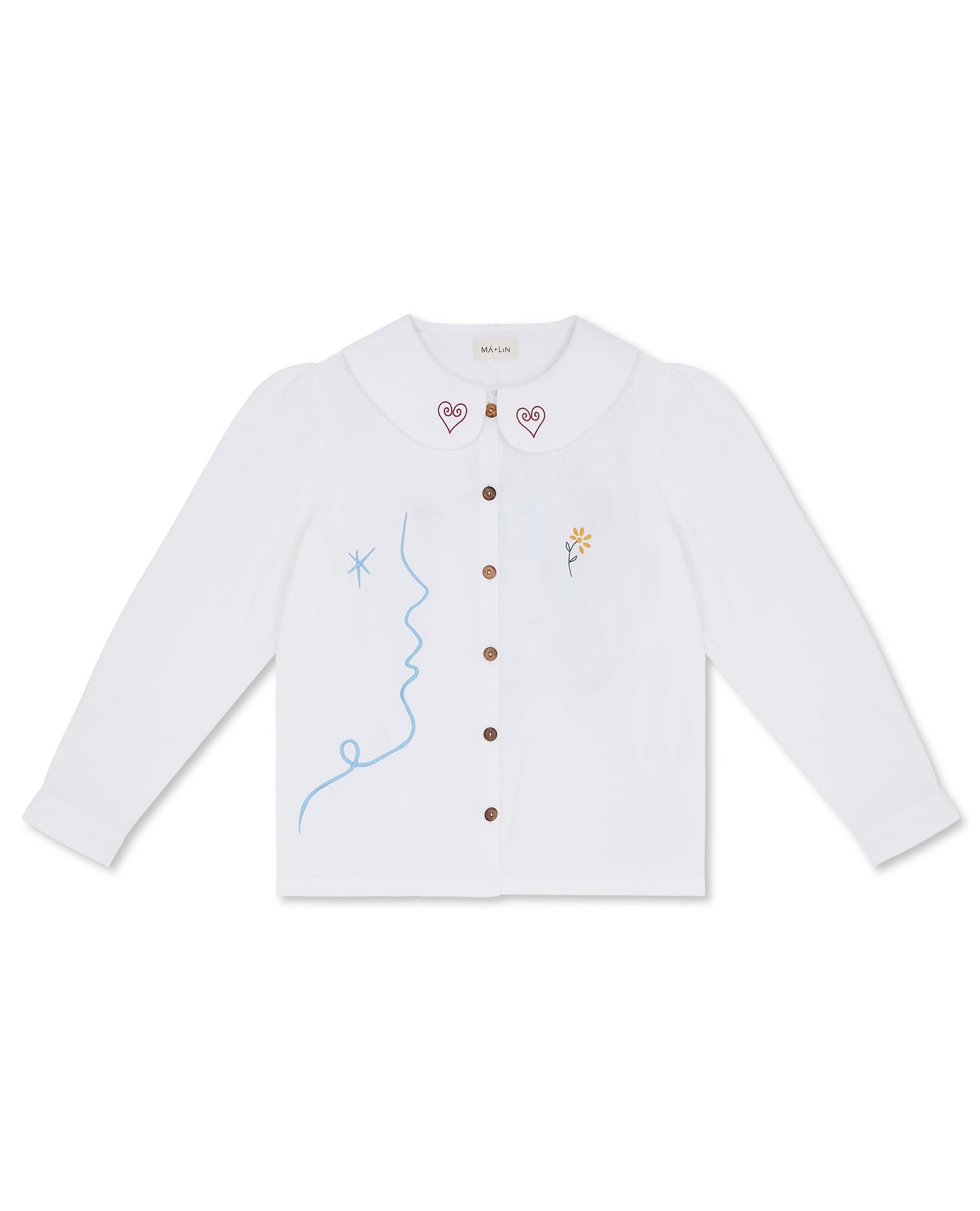 OLALA Embroidered Claudine Linen Blouse - White  x Laetitia Rouget