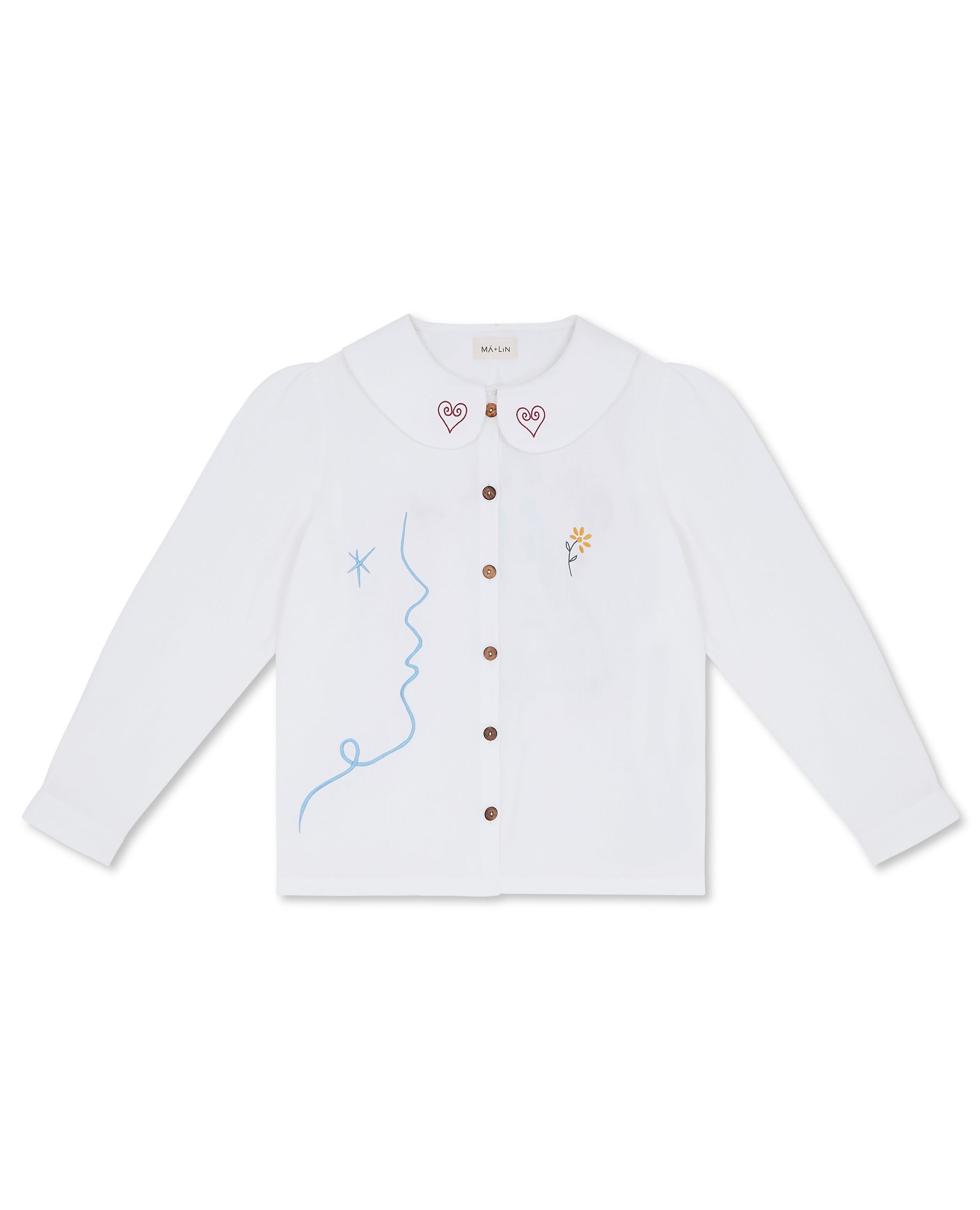 OLALA Embroidered Claudine Linen Blouse - White  x Laetitia Rouget