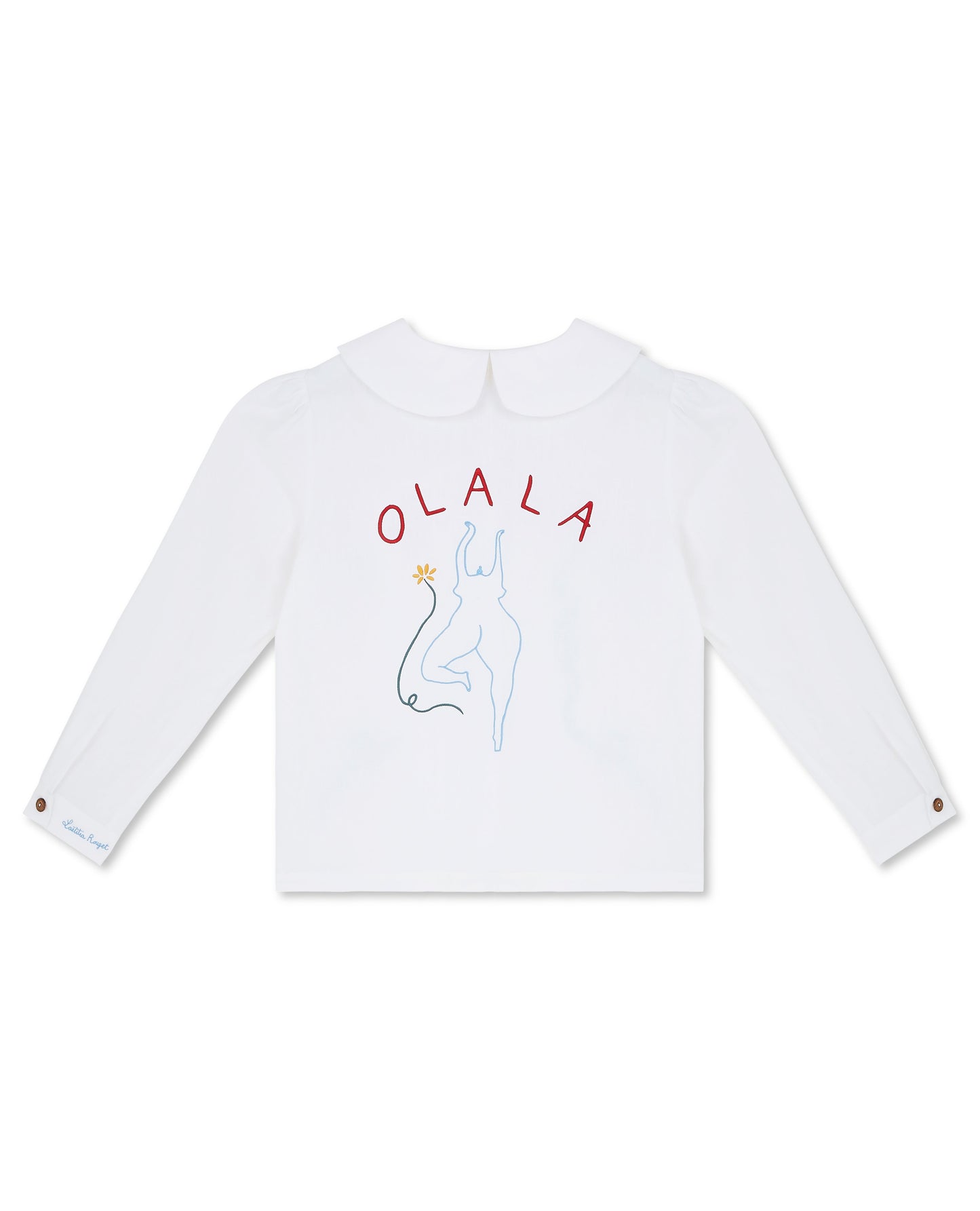 OLALA Embroidered Claudine Linen Blouse - White  x Laetitia Rouget