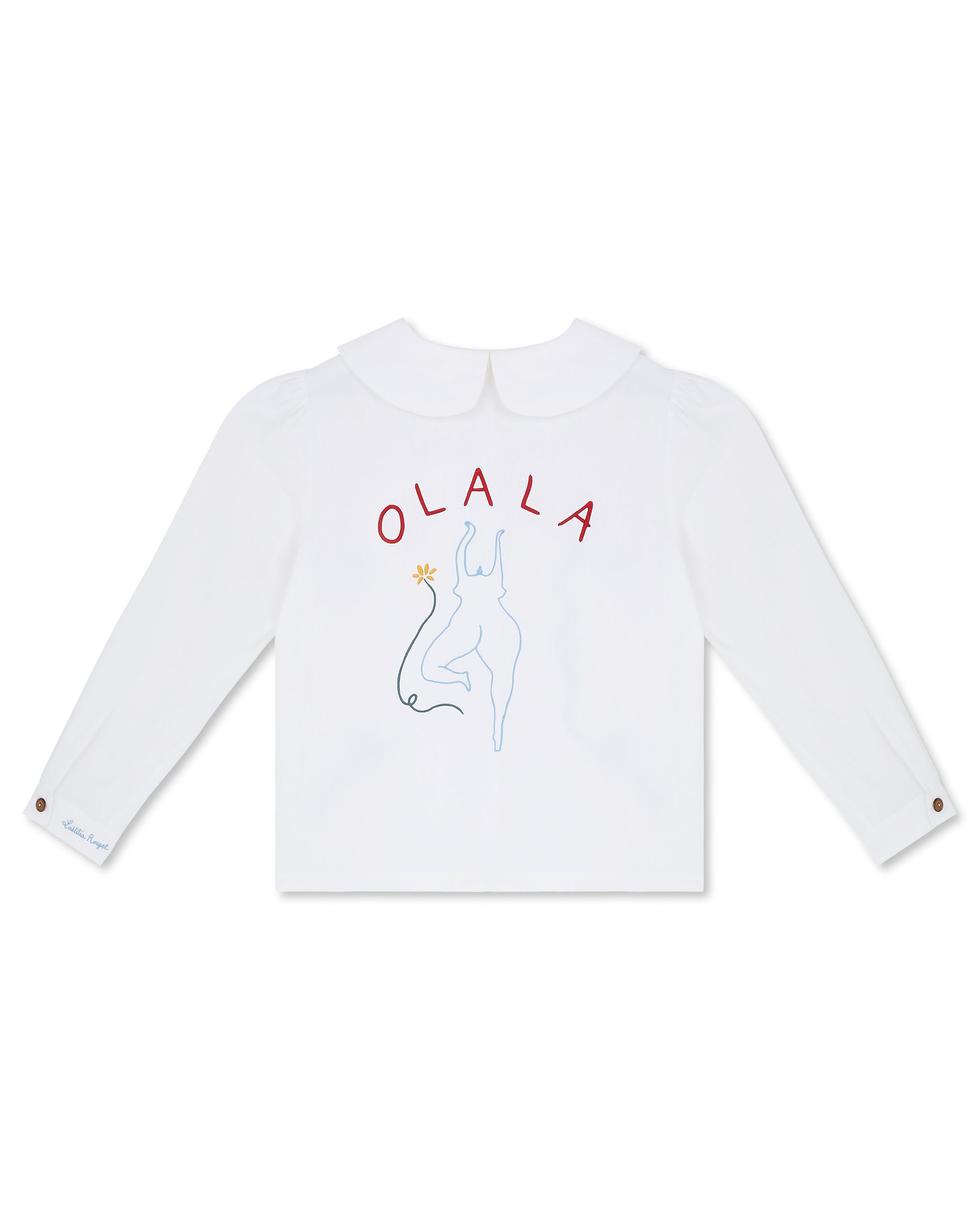 OLALA Embroidered Claudine Linen Blouse - White  x Laetitia Rouget