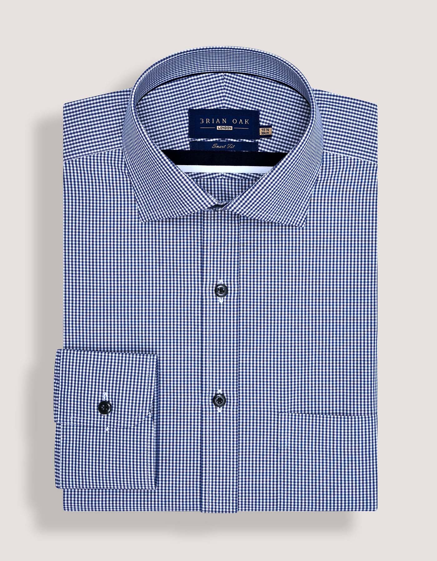 Navy Mini Check Shirt
