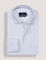 White Self Textured Smart Shirt