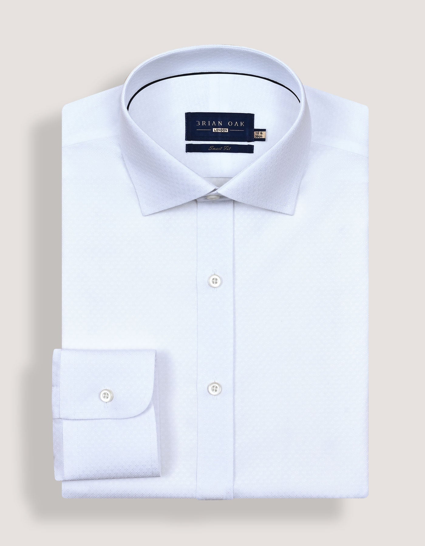 Self Textured White Smart Fit Dress Shirt