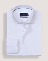 White Floral Textured Smart Fit Shirt