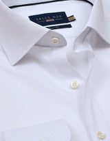 White Floral Textured Smart Fit Shirt