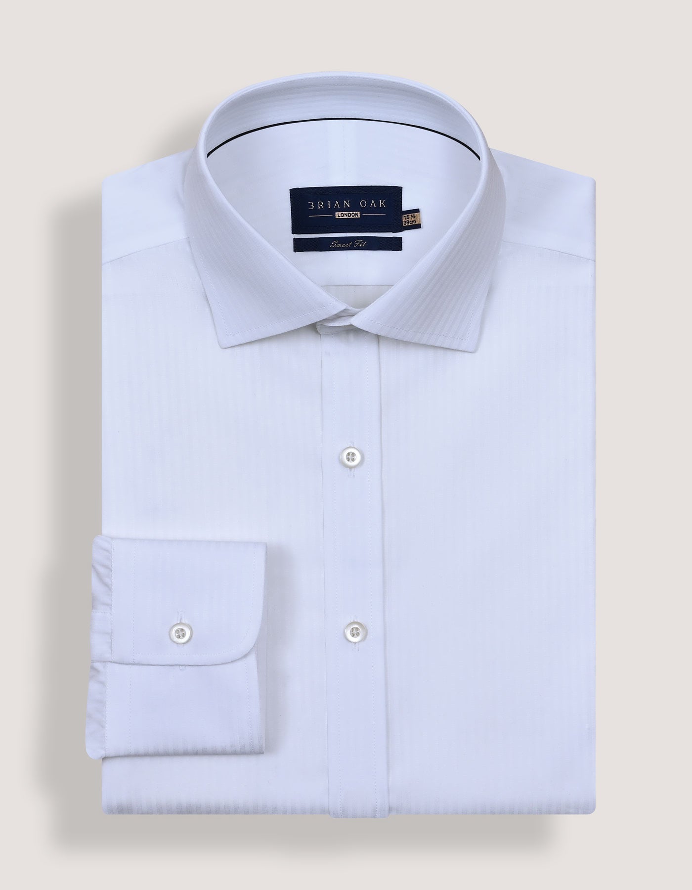White Striped Textured Smart Fit Shirt