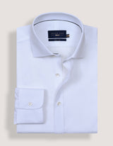 White Striped Textured Smart Fit Shirt