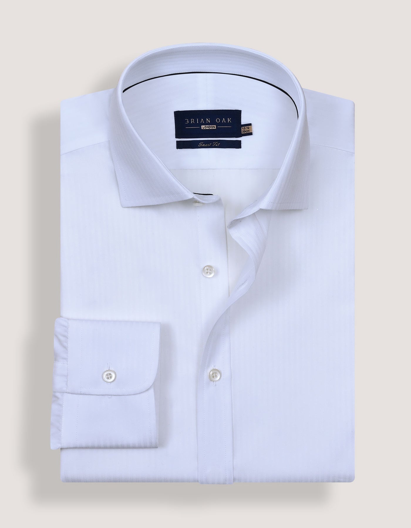 White Striped Textured Smart Fit Shirt