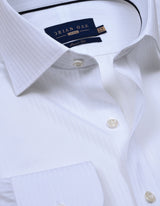 White Striped Textured Smart Fit Shirt