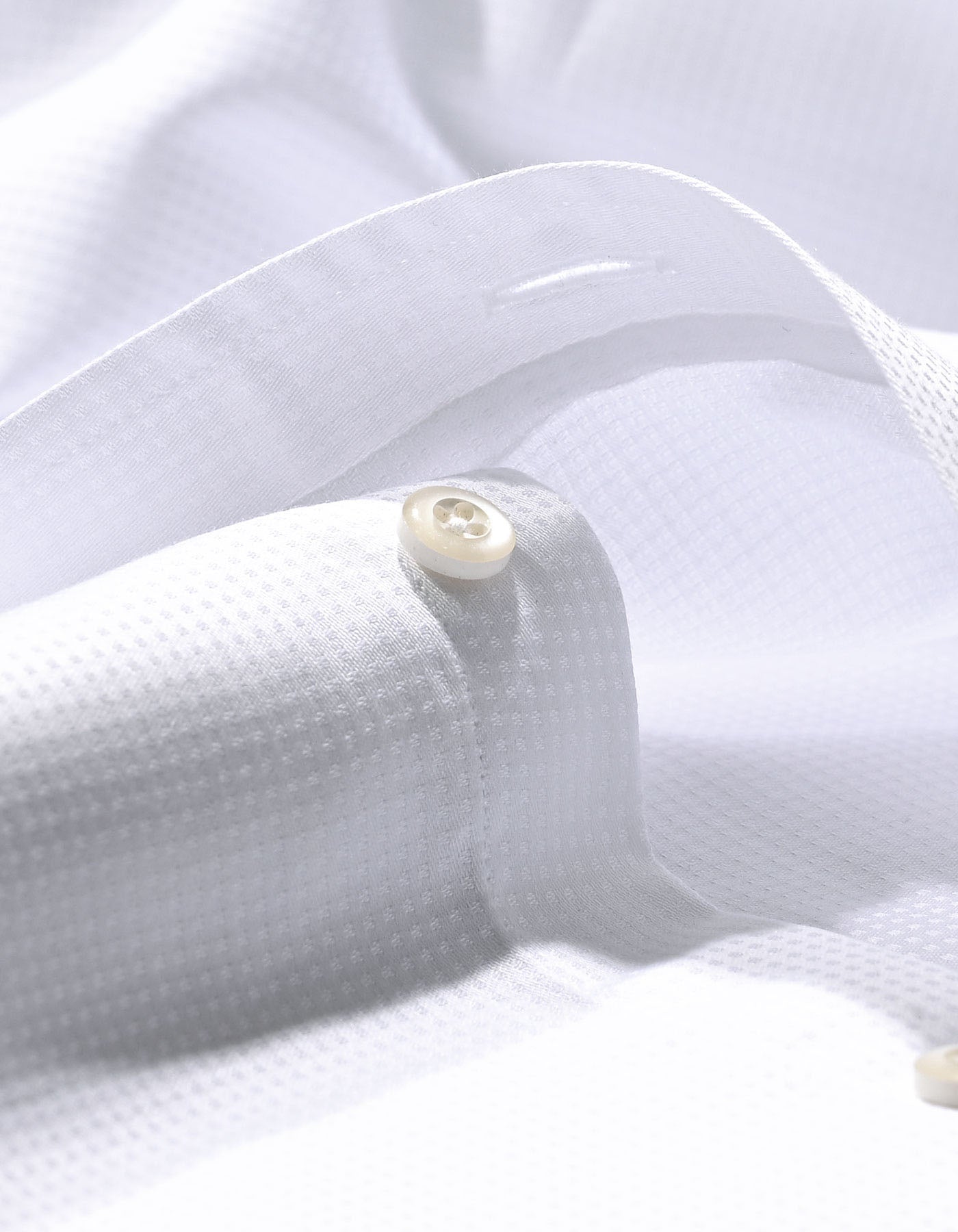 White Dotted Textured Smart Fit Shirt