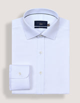 White Dotted Textured Smart Fit Shirt