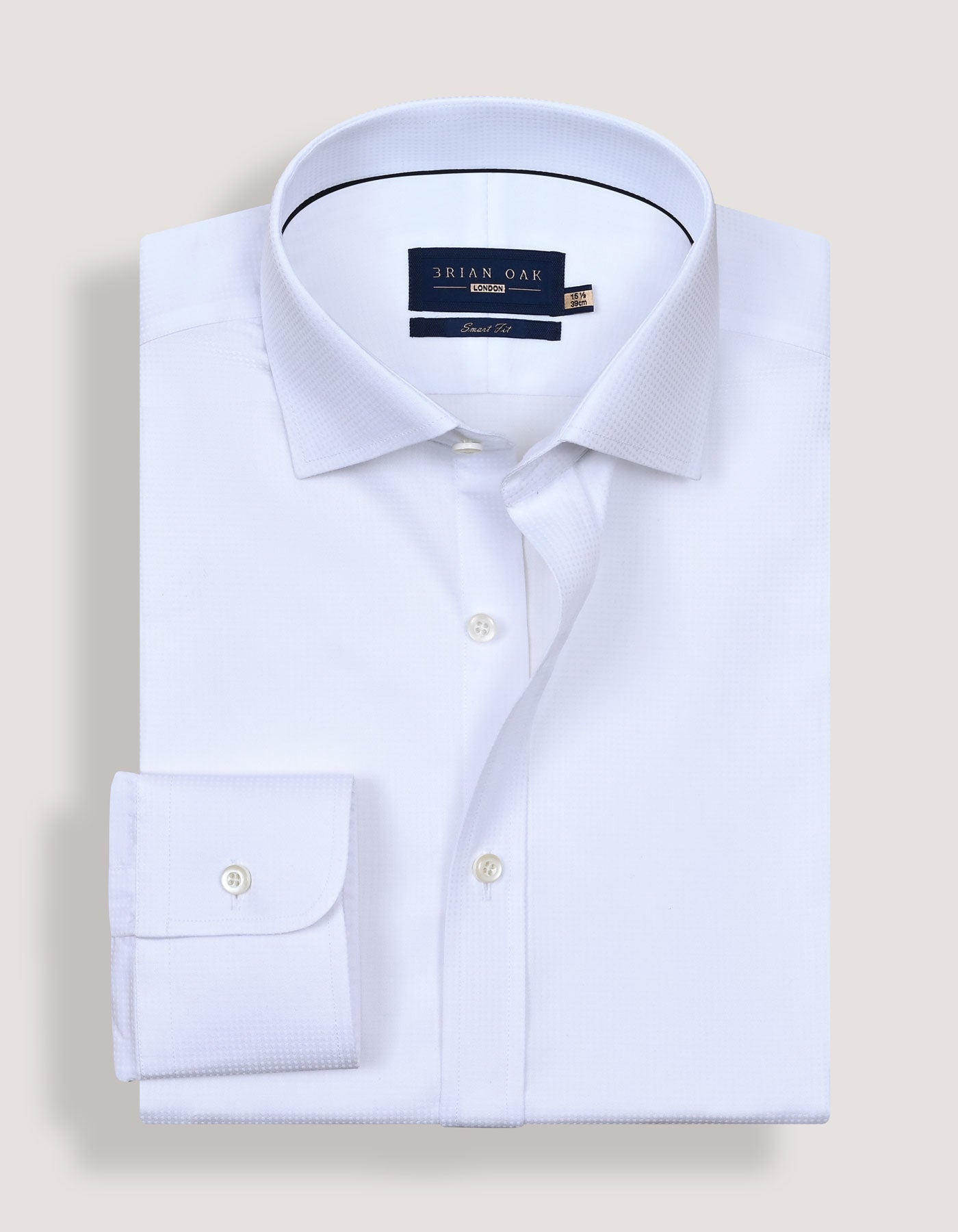 White Dotted Textured Smart Fit Shirt