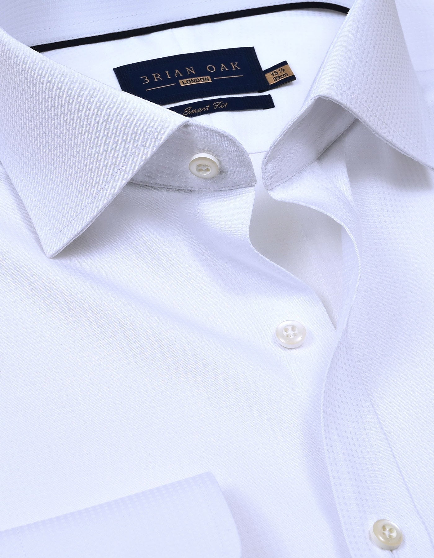 White Dotted Textured Smart Fit Shirt
