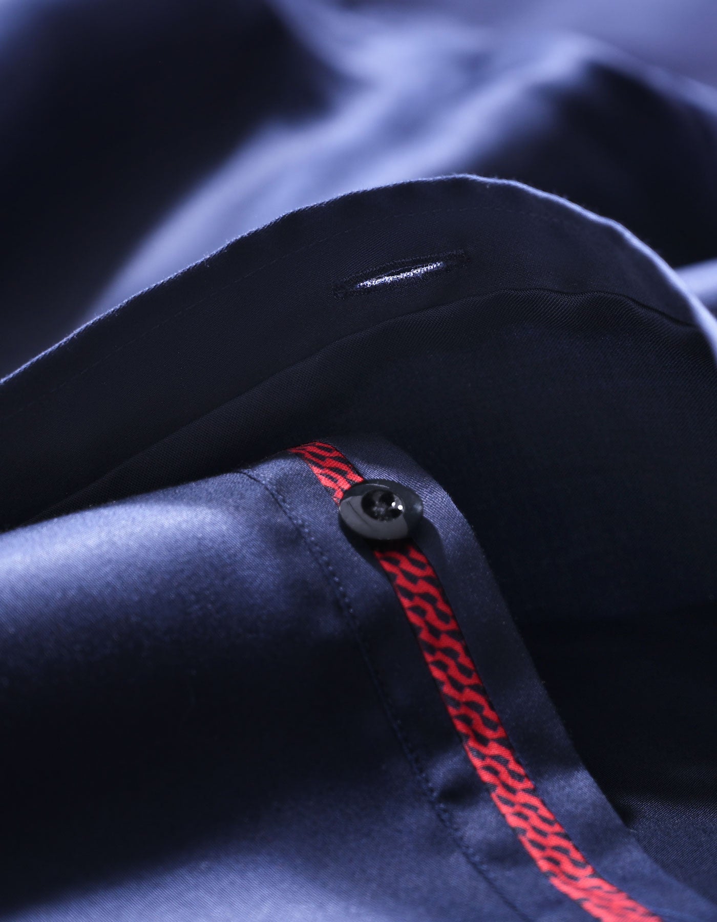Navy Designer Satin Dress Shirt