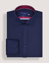 Navy Designer Satin Dress Shirt
