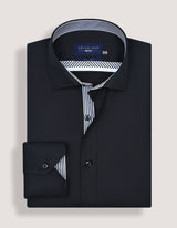 Easy Care Designer Black Satin Shirt