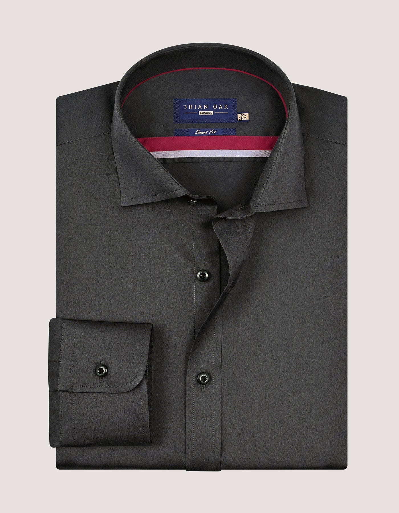 Charcoal Plain Satin Dress Shirt