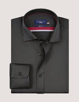 Charcoal Plain Satin Dress Shirt