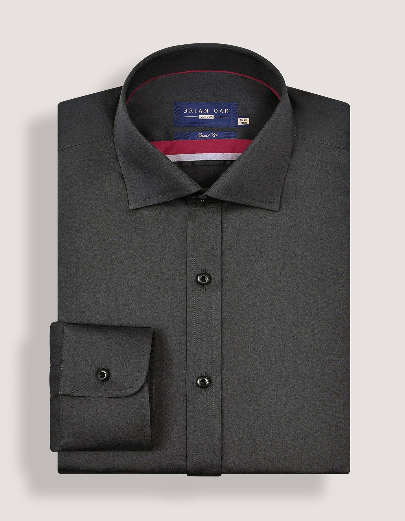 Charcoal Plain Satin Dress Shirt