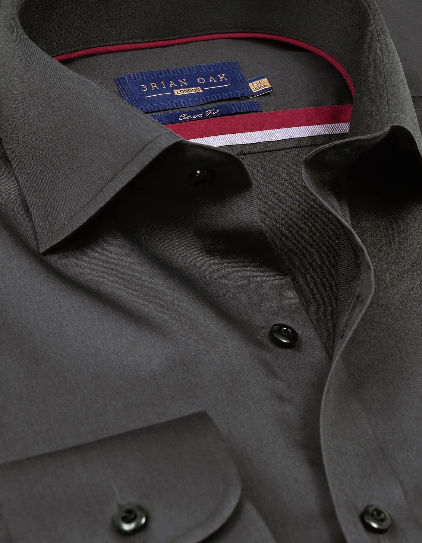 Charcoal Plain Satin Dress Shirt