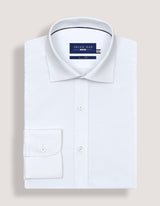 Self Textured White Formal Shirt