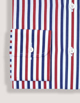 Royal Blue and Red Striped Formal Shirt