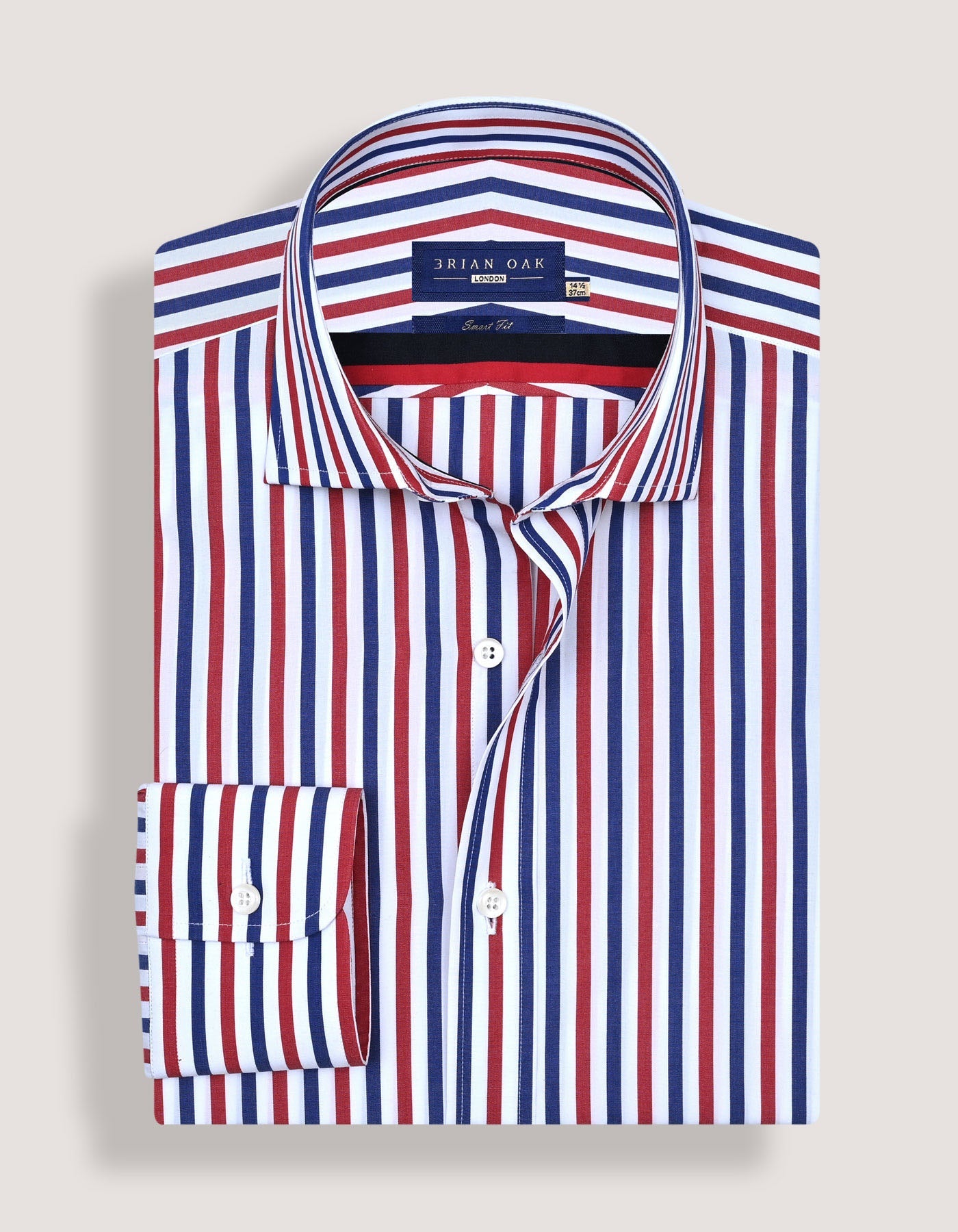 Royal Blue and Red Striped Formal Shirt