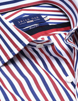 Royal Blue and Red Striped Formal Shirt
