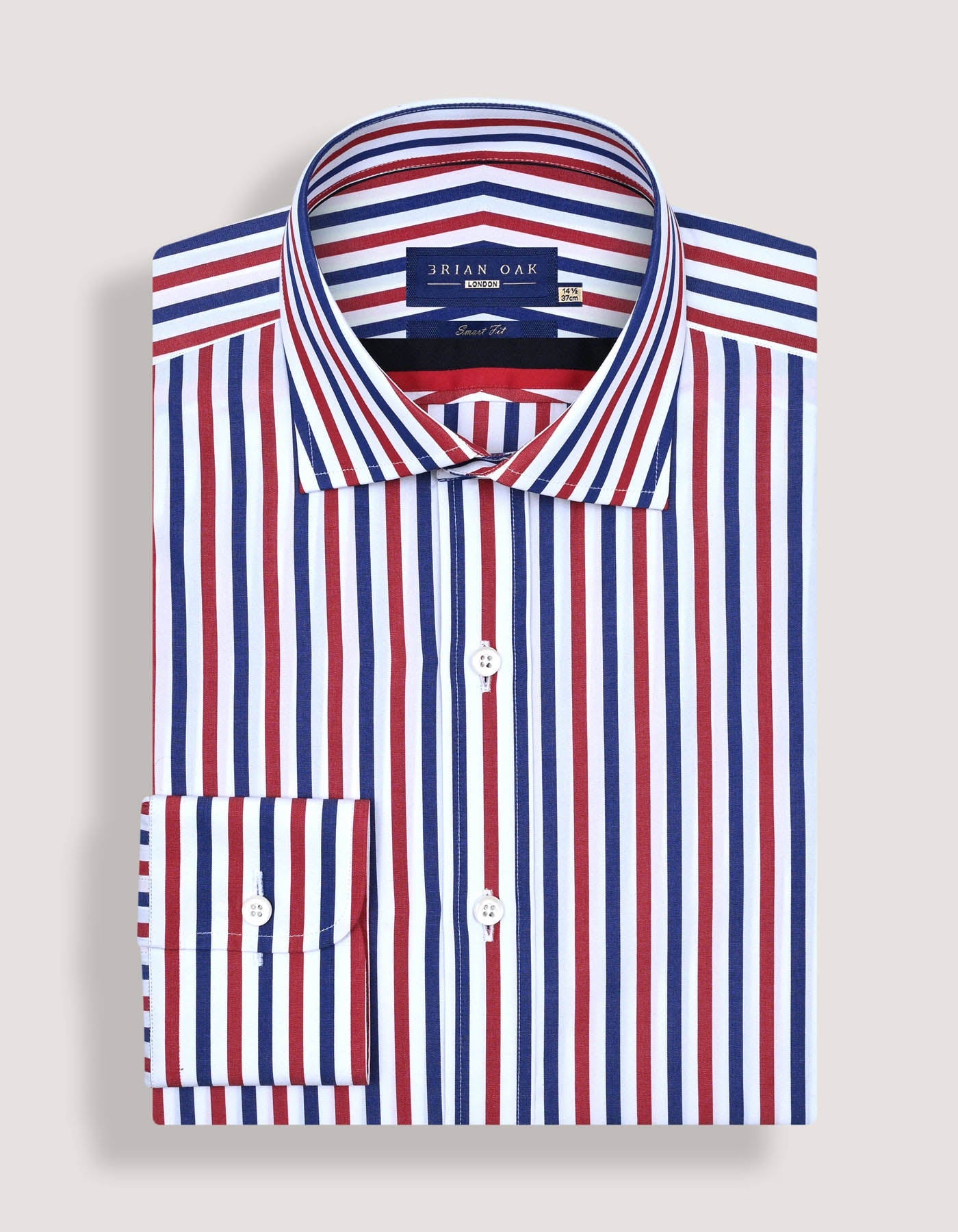 Royal Blue and Red Striped Formal Shirt