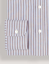 Maroon and Grey Striped Formal Shirt