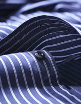 Navy and White Striped Dress Shirt
