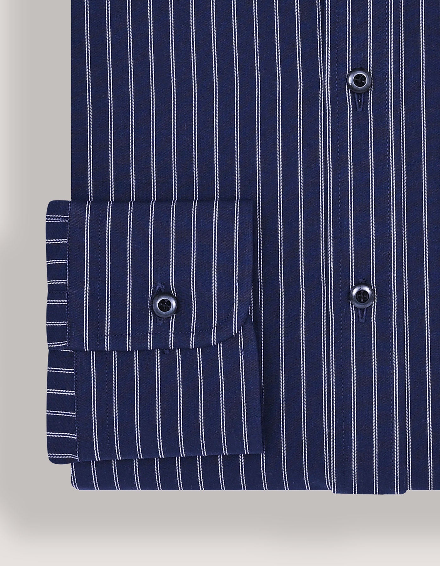 Navy and White Striped Dress Shirt