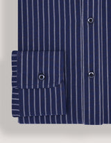 Navy and White Striped Dress Shirt