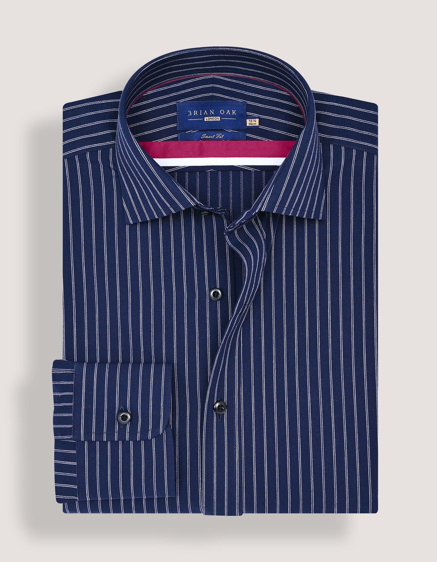Navy and White Striped Dress Shirt