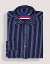 Navy and White Striped Dress Shirt